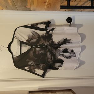 Mock button-down floral tee.